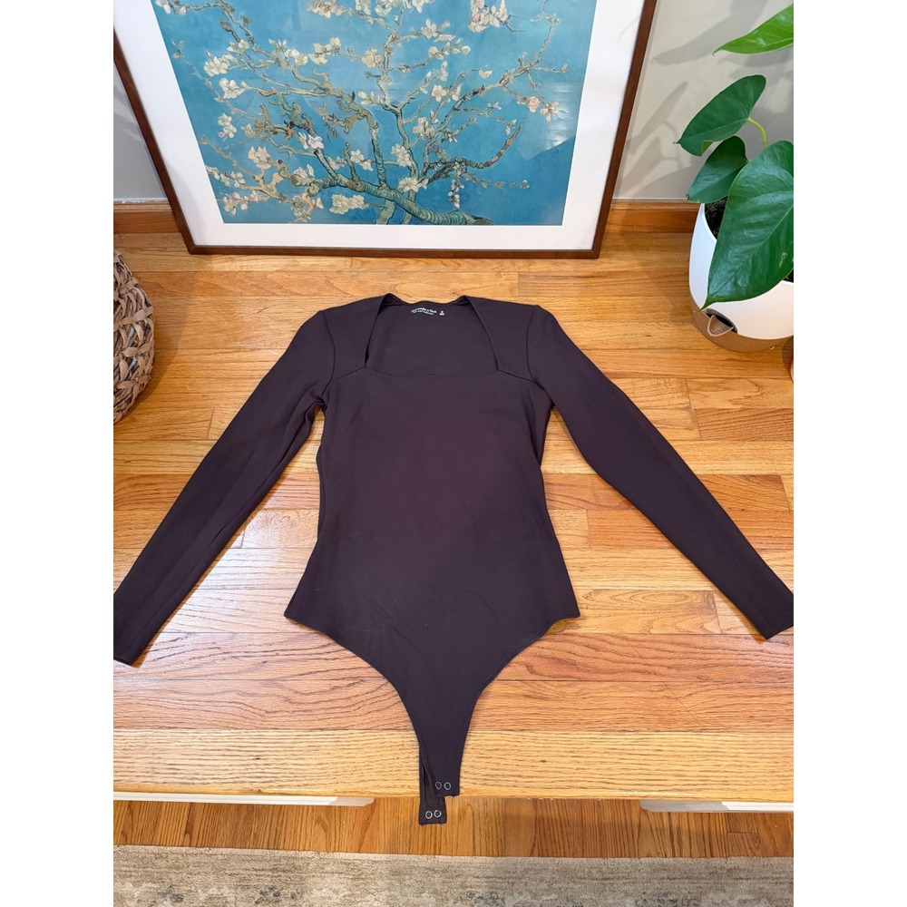 Abercrombie & Fitch Soft AF Collection Bodysuit Brown Square Neck Long Sleeve M